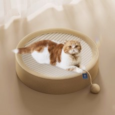 DING DONG PET 貓咪劍麻躺躺貓抓板 貓薄荷床 圓形, 白色, 1個
