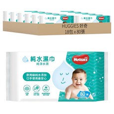 HUGGIES 好奇 純水嬰兒濕巾 純淨水潤型, 80張, 18包