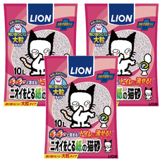LION 獅王 貓用紙砂 凝固型 10L 大粒, 無香料, 3包