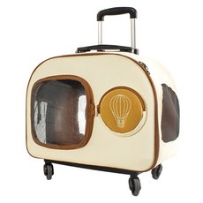 英倫風兩用拉桿包 帆布寵物 適用於25斤內貓咪及小型犬, 1個, Beige