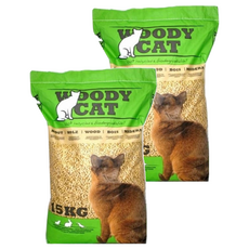 WOODYCAT 美克斯 荷蘭100%松木砂 消除異味 顆粒大不易黏附 適用於貓咪、兔子和鼠類 15KG, 松木清香, 2包