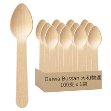 Daiwa Bussan 大和物產 一次性木湯匙, 100支, 1袋