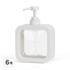 코멧 사각 투명 디스펜서 500ml, 화이트, 6개