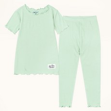 mollimelli friends 兒童亮面羅紋短袖九分居家服套裝