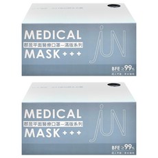 JUN 郡昱 成人平面滿版醫療口罩, 夏雪草灰, 50片, 2盒