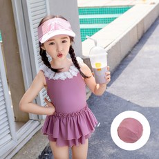 Starbean 女童款花朵荷葉邊泳衣+帽子組