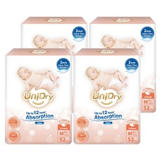 UniDry 優力寶 奢柔優選黏貼型尿布 6~11kg, 208片, M