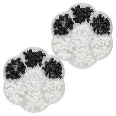 MEIBROWN 緞帶珍珠造型美甲飾品 黑白色系 7款, 混色, 2組