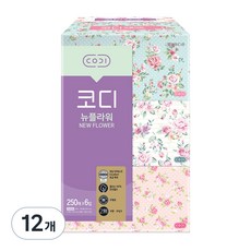 코디 뉴플라워 천연펄프 미용티슈 2겹, 250매, 12개