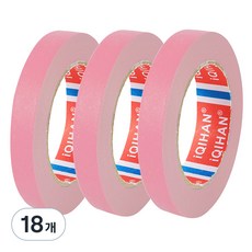 iQIHAN 칼라 마스킹 종이테이프 15mm x 15m, 핑크, 18개
