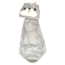 動物擦手巾 動物造型 珊瑚絨材質, 灰色柴犬, 1組