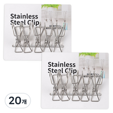 제이밀 다용도 스텐 후크 집게 S, 20개, 실버
