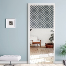 LASSLEY 蕾絲妮 日式棉麻門簾 冬之森林, 藍色+白色 中開門簾