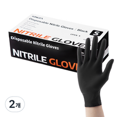킹파 니트릴 장갑 200개입, 블랙, 소(S), 2개