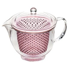 SALUS 佐藤金屬 透明茶壺 L, 粉紅色, 480ml, 1個