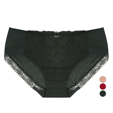 VENUS 緹花蕾絲包臀內褲, 黑色