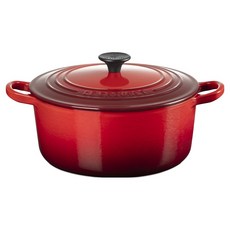 LE CREUSET 圓形鑄鐵雙耳鍋, 1個, 紅色, 22cm