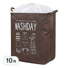 多用途大容量束口洗衣收納籃 75L, 棕色, 10個