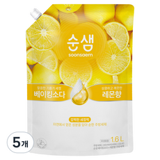 순샘 베이킹소다 레몬 주방세제 리필, 1.6L, 5개