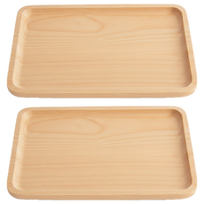 小麥購物 日式原木托盤 方形 G180 469g, 原木色, 2個