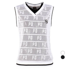 Luxgolf PG 高爾夫俱樂部女式 V 領 PG 圖案網狀馬甲 馬甲 JB4S508W