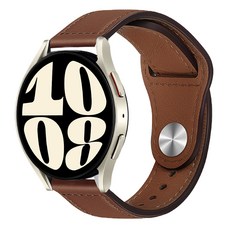 Imall Galaxy Watch 相容 單鍵式單皮革錶帶, 棕色