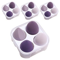 블루무역 에그 퍼프 4종 + 달걀 케이스, 라벤더, 4세트