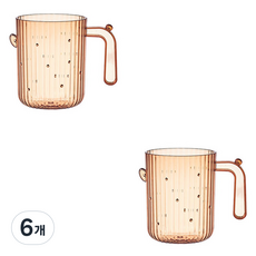 더자카 두툼한 선인장 욕실 투명 양치컵, 오렌지, 6개