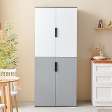 아이캔컴퍼니 냉장고형 광폭 800 팬트리장 상하 4도어 방문설치, 투톤그레이