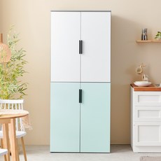 아이캔컴퍼니 냉장고형 광폭 800 팬트리장 상하 4도어 방문설치, 투톤민트