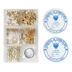 THE BEADS 口罩掛繩配件DIY套組 金色 + 聚氨酯繩 0.4mm + 釣魚線 0.4mm, 混色, 1組