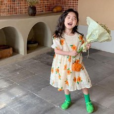 Arbe 女童 Maria 花朵短袖洋裝
