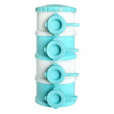 PUKU 藍色企鵝 甜甜圈奶粉盒 單層密封設計 四層獨立分層 超大容量, 水藍色, 1組