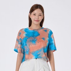 elsso. 女款漸層渲染印花寬鬆短版短袖T恤