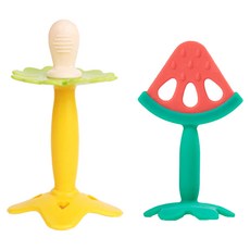 BABY&I 造型矽膠固齒器組 3個月以上, 固齒器 2個 + 收納盒 2個, 混合色, 1組