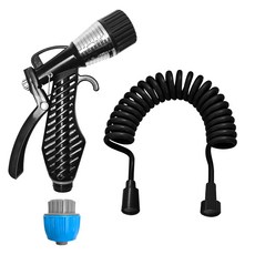 World Clean 多用途2in1陽臺浴室清潔噴槍 + 3m螺旋水管組, 1套, 深黑色