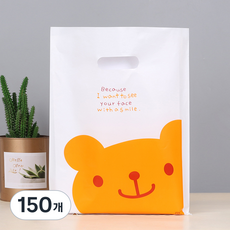 길그리 예쁜 비닐 손잡이 선물 포장 봉투 쇼핑백, 01 곰돌이, 150개