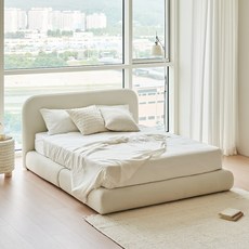 레이디가구 샌드 패브릭침대 볼드헤드 프레임 + 50T 매트리스 세트 방문설치, 크림(프레임), 샌드베이지(매트리스)