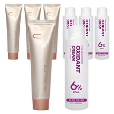 에비뉴쉬에뜨 앱솔루트 컬러링 크림 염색제 120g + 산화제 100ml, 자연은회색, 4개