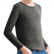 Peilou 貝柔 機能吸濕發熱保暖衣 兒童圓領 抗菌消臭 吸濕排汗 灰色, 身高150cm