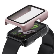 칸탐 갤럭시 핏3 호환 풀커버 강화유리 케이스 2p 세트, 투명+핑크, 1개