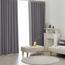 SUNDECO 形狀記憶遮光亞麻風雙面窗簾 穿環式 2入, 亞麻灰色