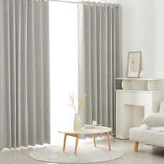 SUNDECO 形狀記憶遮光亞麻風雙面窗簾 穿環式 2入, 亞麻象牙白