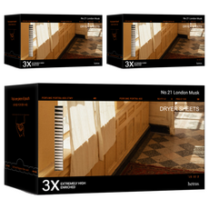 헤트라스 3X 초고농축 퍼퓸 건조기 섬유유연제 드라이 시트 런던머스크 본품, 30개입, 3개