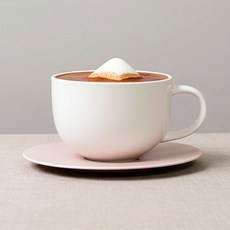 보울보울 국산 볼볼홈파티 시리얼 라떼머그 450ml + 소서 세트, 밀크화이트(머그), 파우더핑크(소서), 1세트