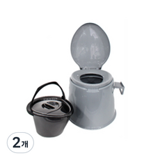 실버선 이동식 캠핑 차박 환자용 간이 변기 일체형, 그레이, 2개