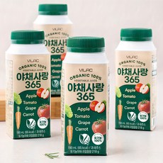 비락 유기가공식품 인증 야채사랑 365 주스, 190ml, 4개