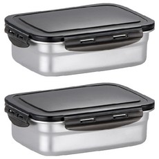 HIKARI 日光生活 卡扣式不鏽鋼保鮮盒 M166 560ml, 2組, 2 個容器 + 2 個蓋子