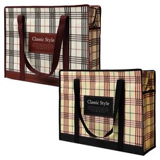 POPO FANCY 經典風格格紋防水帆布袋, 棕色, 黑色, 2個