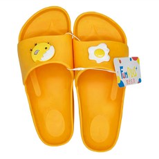 FUN PLUS 兒童款流線活力室外拖鞋, 可愛卡通造型鞋面, Q軟舒適腳感, 減壓抗震, 防滑安全, 200mm, 黃色